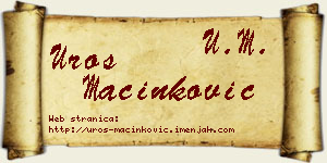 Uroš Mačinković vizit kartica